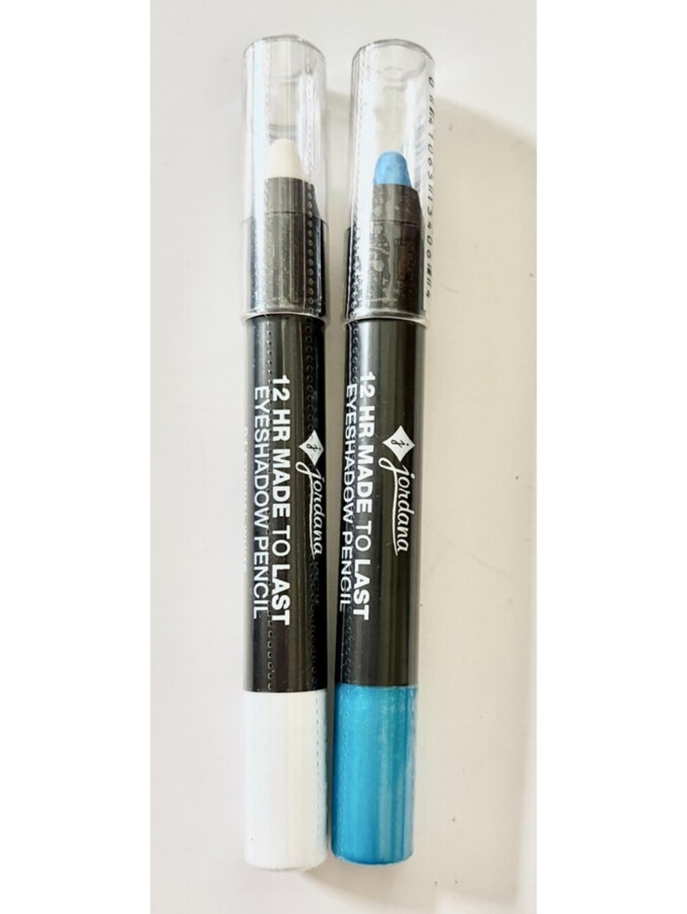 2 Pc NEW Jordana 12 Hr Made to Last Eye Shadow Pencil in 01 White 06 Aqua Last
